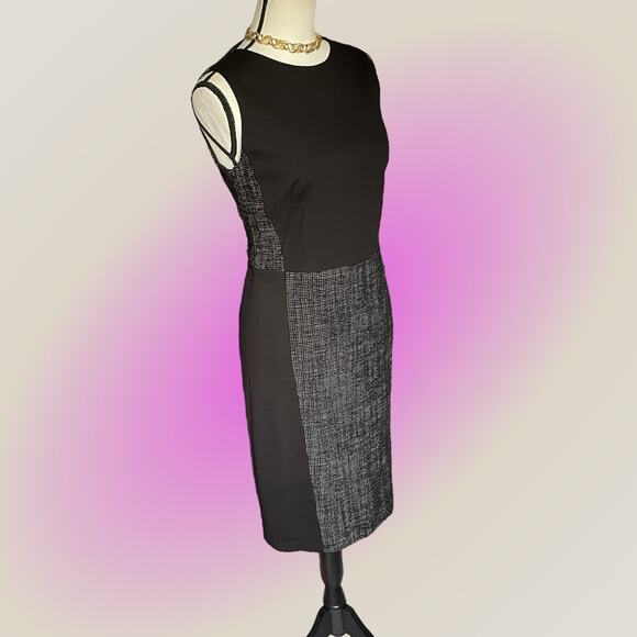 Akris Punto Women's Black Wool Blend & Tweed Sleeveless Midi Shift Dress Sz 8 M - Picture 2 of 15